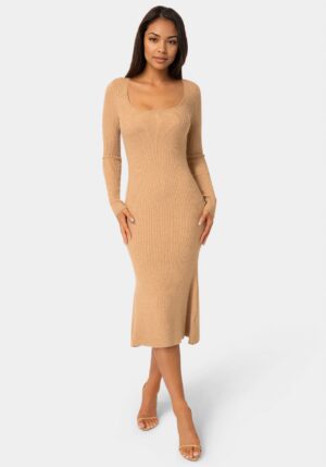 Long Sleeve Scoop Neck Sweater Midi Dress