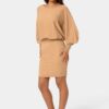Scoop Neck Blouson Sweater Midi Dress